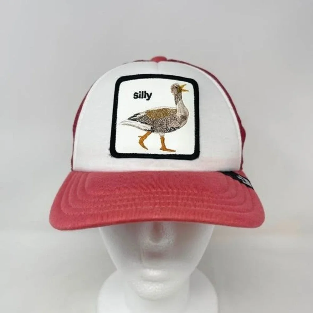 The Farm So Silly Goose Patch Trucker Hat Youth Kids One Size Red White